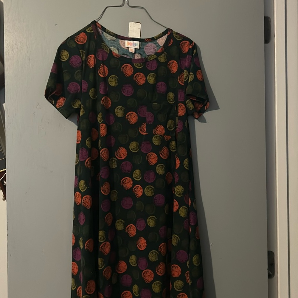 Ladies dress high, low polkadotted, colorful size extra small